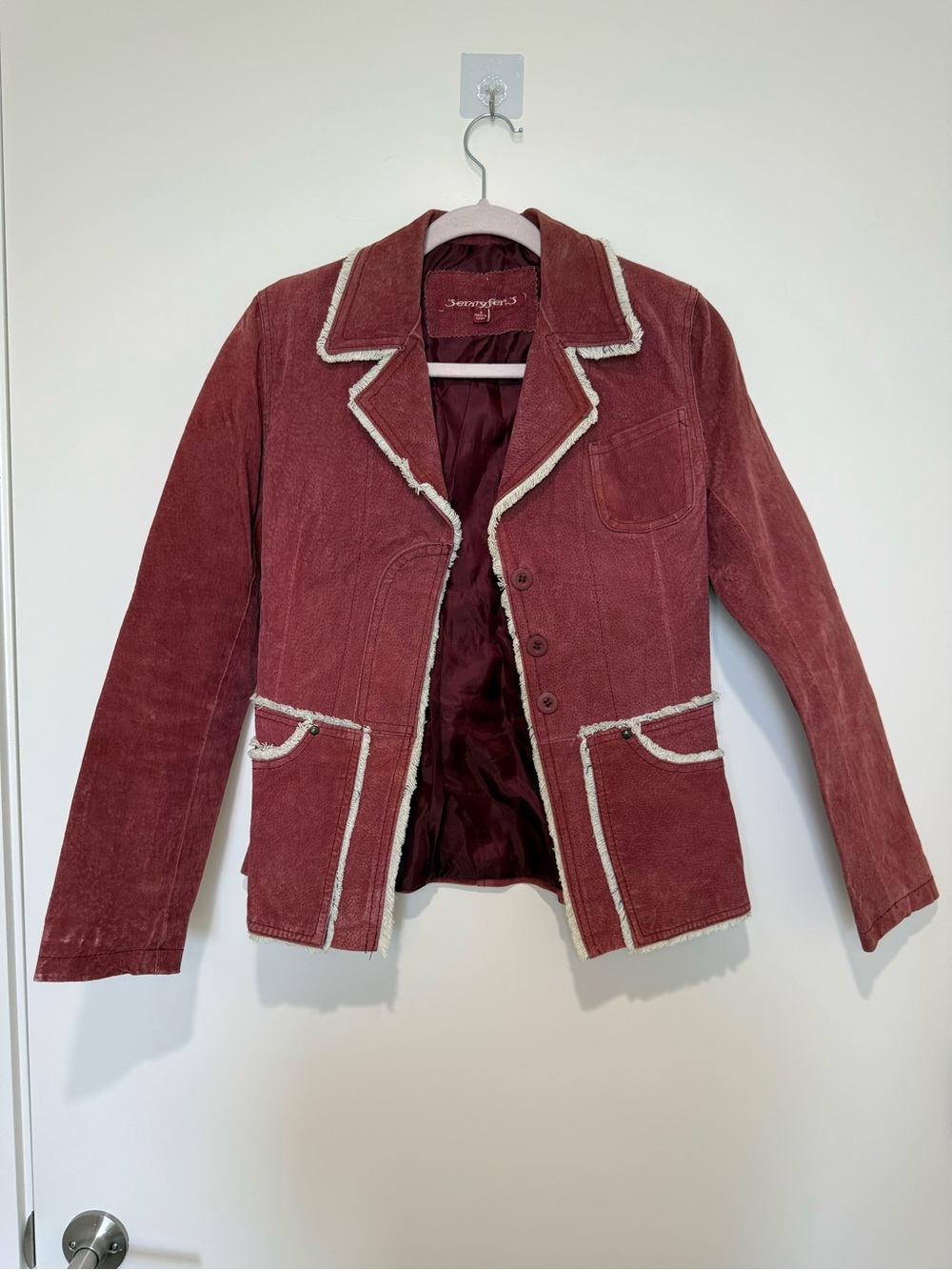 Windsor Rose Suede Blazer with Cream Fringe Trim - Women's